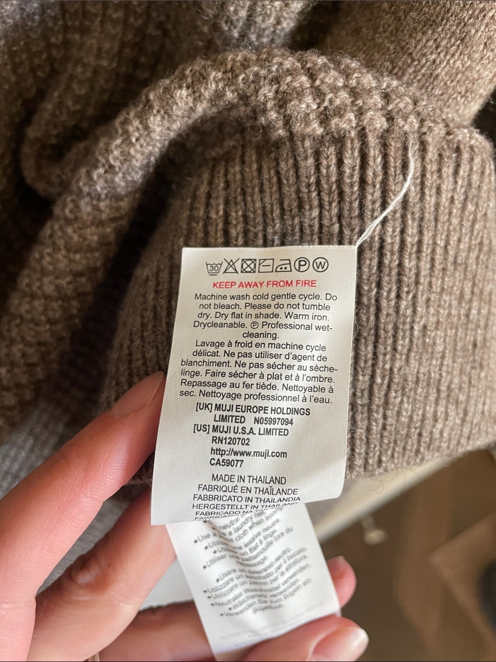 Muji Yak Hair Wool Ribbed Crewneck Sweater Taupe Women’s M Minimalist Natural - Picture 4 of 10